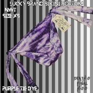 Lucky Brand Purple Tie-Dye Side Tie Ruffled Cheeky Bikini Bathing Swim Suit XS